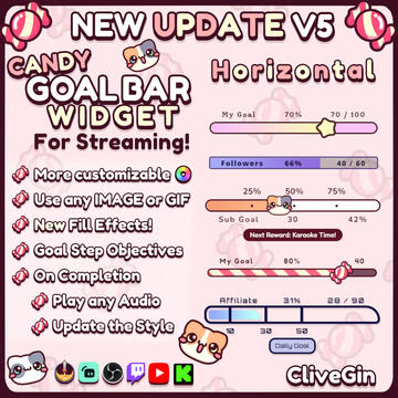 Horizontal Candy Goal Bar Widget For Streaming