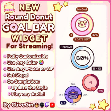 Round Donut Goal Bar Widget For Streaming